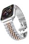 Replacement Band for Apple Watch 45/44/42mm, Stainless Steel Metal Bracelet (Silver+Rose Gold) - 3