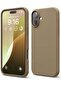 Brown Liquid Silicone iPhone 16 Plus Case – Slim Shockproof Full Body Protection with Microfiber Lining