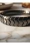 Sergeant Model Zigzag Cut Hematite Natural Stone Bracelet - 2