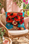 Red Floral Women's Portrait Patterned Decorative Throw Pillow Cover Bohemian Decor 43X43 cm - 4