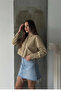 Women's green chic lace detailed crop woven shirt - 2
