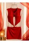Mini Low-Cut Dress with Chain Detail - 4