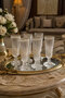 Striped Presentation Glass 130 ml 6-Piece Glass Cup with Stand Stylish Coffee Cup Set - 2