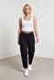 Women's Black Summer High Waist Denim Trousers with Special Belt