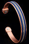 Men's and Women's Copper Bracelet with Navy Blue Leather Strip and Steel Chain Pattern, Adjustable Magnet Model Pure Copper Bracelet - 5