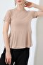 Sandy Fabric Short Sleeve Flounce Women's Blouse - 6