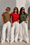 Women's 3-Pack Brown-Red-Khaki Cotton Double Sleeve Detailed Comfortable Fit T-Shirt - 5