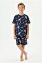 Boy's Space and Astronaut Patterned 100% Cotton Combed Single Jersey Fabric Short Sleeve Shorts Pajama Set