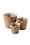 Crow Natural Wicker Flower Pot Hsr-93 Flower Pot Set with Inner Bag - 3 Size Wicker Multi-Purpose Organizer Towel Basket - 2