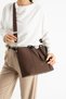 Women's Hand and Shoulder Bag with Double Straps, Cross Zipper, Large Tote, Brown - 2