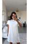 Ecru Crew Neck Basic Dress