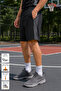 Black Men's Shorts with Zipper Pockets, Lightweight Fabric, Sporty Style