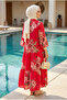 Women's Patch Patterned Layered Hijab Dress – Bohemian Long Dress (Unlined) - 5