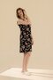 Women's Viscose Hydrangea Floral Printed Thick Strap Home Dress 9305 Black