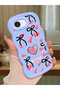 iPhone 17E Compatible Case Camera Protector Blue Silicone Couple Phone Case Heart Pattern