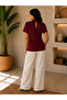 Women's Stand Collar Drop Detailed Short Sleeve Sandy Blouse - 2
