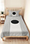 Black Geometric Youth Room Single Pique Set - Modern Striped 160X220 cm Quilted Bedspread - 4