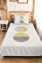 Geometric Yellow Gray Young Room Single Pique Set - Minimal 160X220 cm Quilted Bedspread - 6