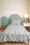 Gray Geometric Young Room Single Pique Set - Anthracite Minimal 160X220 cm Quilted Bedspread - 5