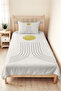Yellow Geometric Modern Young Room Single Pique Set - Anthracite 160X220 cm Quilted Bedspread - 5