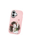 iPhone 16 Compatible Case with Camera Protection Pink Silicone Couple Phone Case with Girl Pattern - 3