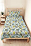 Botanik Leaf Mint Young Room Single Pique Set - Modern Striped Yellow 160X220 cm Bedspread - 5