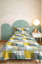 Geometric Yellow Young Room Single Pique Set - Mint Striped 160X220 cm Quilted Bedspread - 5