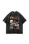 Michael Jackson Vintage Album Collage Printed Oversize Washable Black T-Shirt