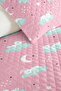 Cloud Moon Star Pink Girls' Pique Set-Pastel Mint Rabbit Baby Room Bedspread 160X220 cm - 3