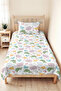 Animal Figured Pastel Children's Room Single Pique Set-Mint Yellow 160X220 cm Quilted Bedspread - 8