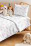 Cloud Heart Patterned Girl's Pique Set - Cute Rainbow Pink Baby Room Bedspread - 160X220 cm - 2