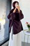 Asymmetrical Cut Modal Blouse with Side Gathered Detail - Plum - 6