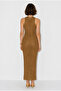 Women's Khaki Openwork Knitted Crew Neck Fitted Maxi Beach Dress Te251002 60286407 - 7
