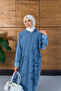 Women's Embroidered Half-Button Denim Dress