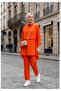 Women's Orange Hijab Tunic Pants Set - 2
