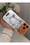 iPhone 17 Pro Max/18 Pro Max Rhinestone Case with Pearl Necklace Detail, Marbling Effect 3D Heart and Motif Charm Cover - 7