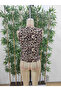 Women's Strappy V-Neck Front Buttoned Leopard Patterned Atlas Jacket - 4