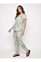 Blue Floral Lace Detail Shirt and Pyjama Set - 3