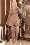 Stone Detailed Belted Suit Mink 19122