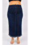 Plus Size Denim Stoned Pencil Skirt