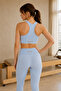 Women's Blue Padded Sports Bra Crop Top - 5