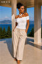 Off-The-Shoulder Halter Neck Ring Detailed Camisole Crop Blouse - 3