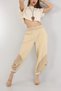 Women's Beige Linen Mesh Detailed Bohemian Pinterest Style Shalwar Trousers - 2