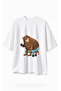 Weightlifting Bear Printed Oversize T-Shirt