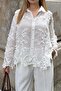 100% Cotton Ecru Embroidered Long Sleeve Shirt M39761 - 5