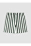 Khaki Short Length Striped Men's Swim Shorts - 6