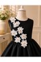 Special Design Lilya Model Black Color Sleeveless Flower Accessory Detailed Girls' Evening Dress - 3