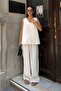 Women's V-Neck Sleeveless Blouse Pants Modal Touch Woven Set - 2