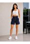 Modal Fabric Women's Shorts with Pockets and Side Stripe Detail