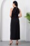 Halter Neck Crepe Dress with Buckle at Waist K-261784 - 7